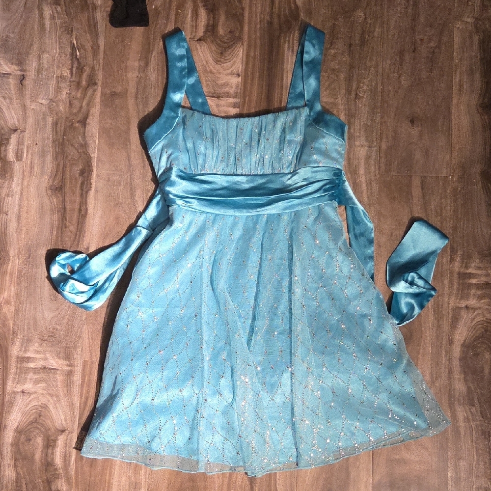 Oasis Shimmering Teal Kids Dress